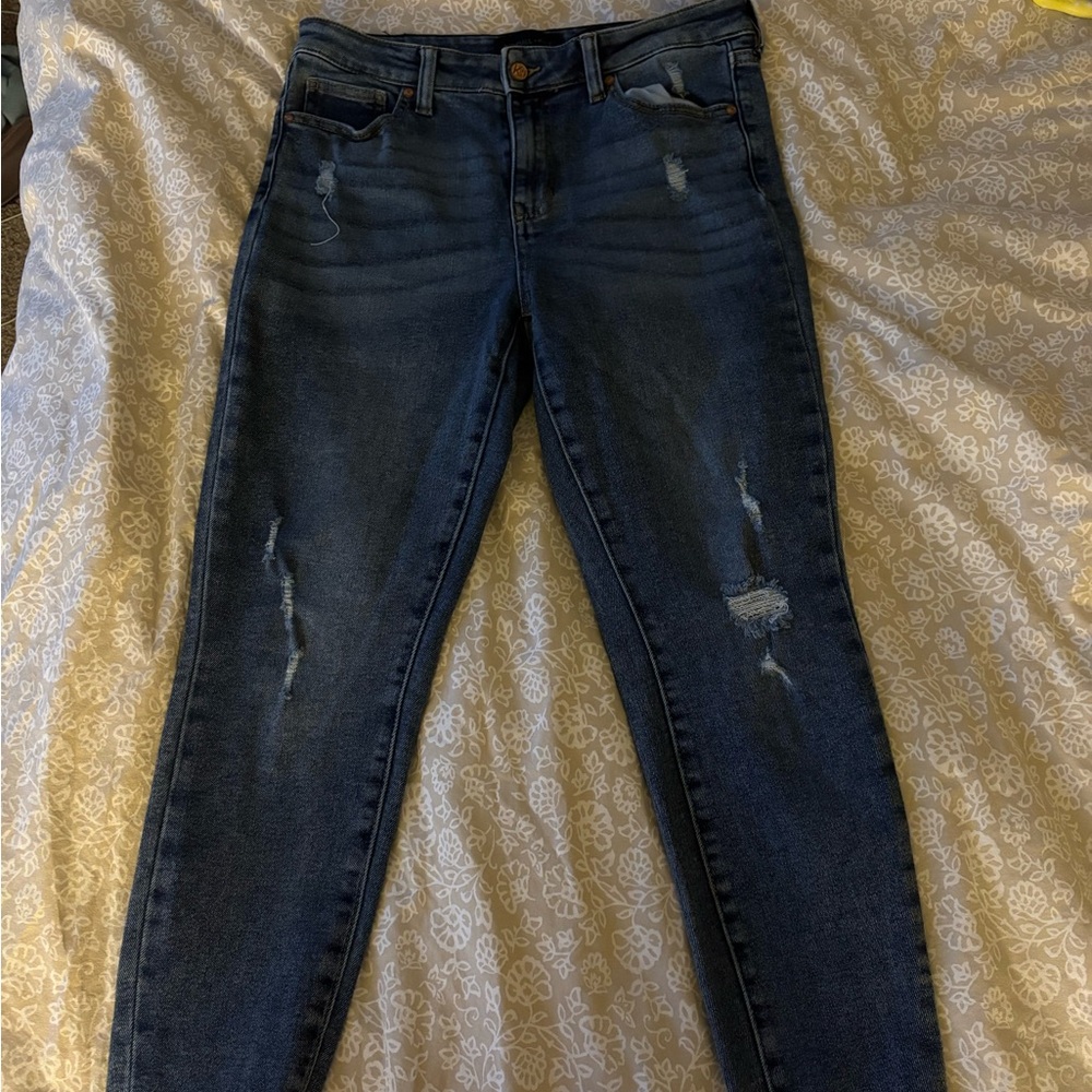Kendall & Kylie Dark Blue Distressed Skinny Jeans